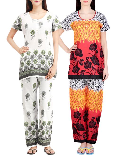 combo of 2 multicolored pyjama nightwear set - 13416510 - Very Small Image - 1
