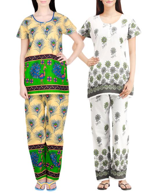 combo of 2 multicolored pyjama nightwear set - 13416513 - Very Small Image - 1