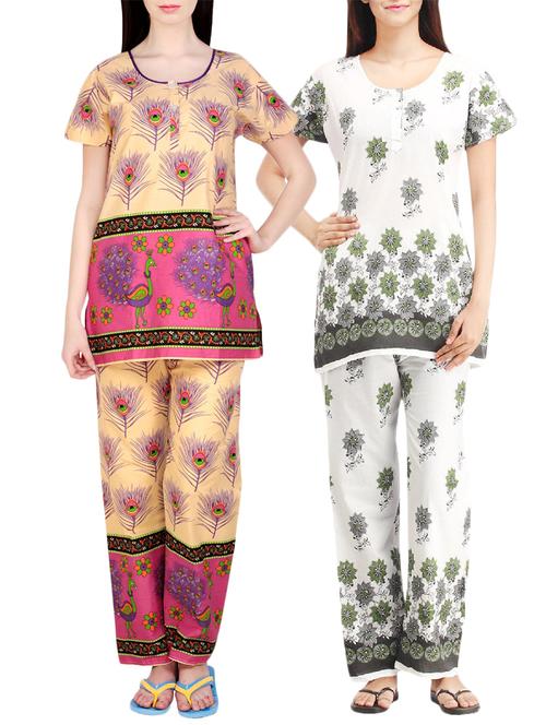 combo of 2 multicolored pyjama nightwear set - 13416514 - Very Small Image - 1