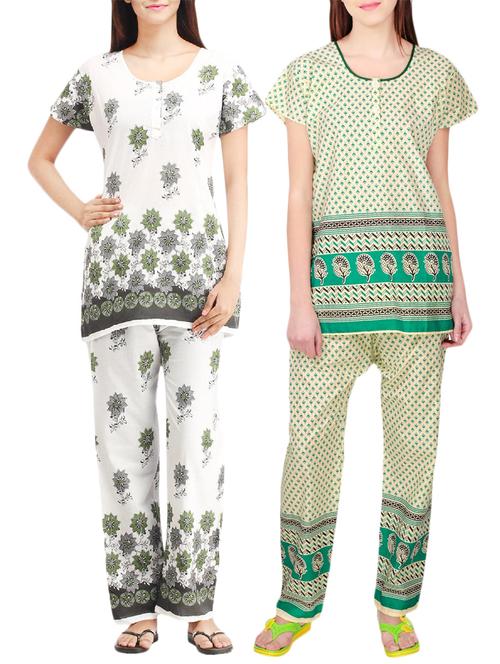 combo of 2 multicolored pyjama nightwear set - 13416517 - Very Small Image - 1