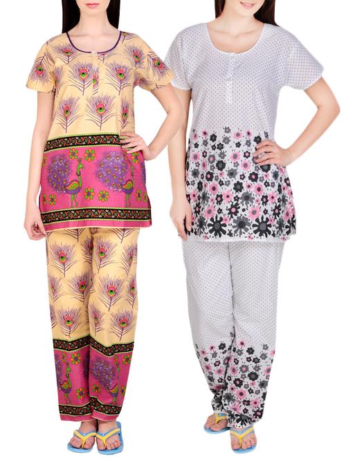 combo of 2 multicolored pyjama nightwear set - 13416539 - Very Small Image - 1