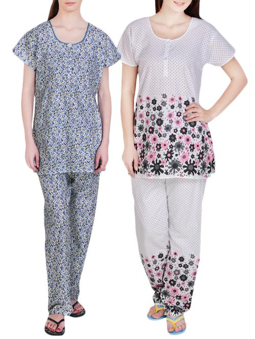 combo of 2 multicolored pyjama nightwear set - 13416546 - Very Small Image - 1