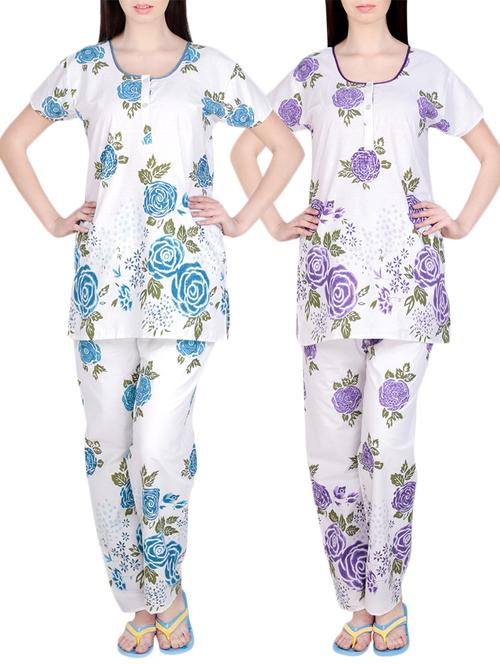 combo of 2 multicolored pyjama nightwear set - 13416559 - Very Small Image - 1
