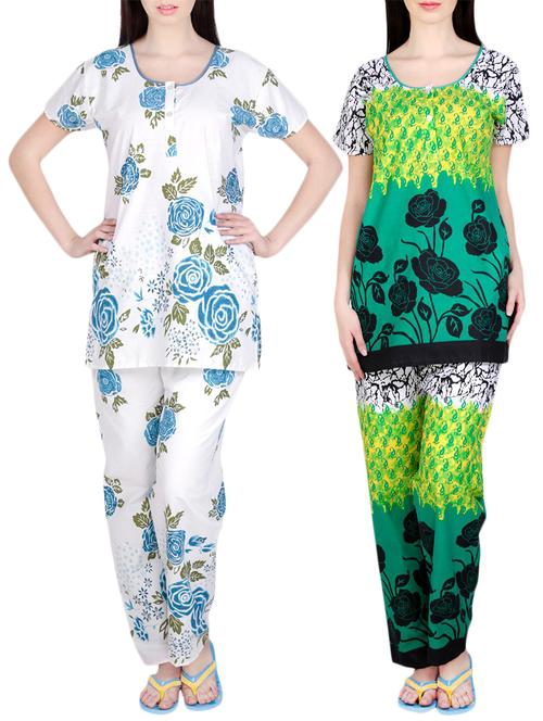 combo of 2 multicolored pyjama nightwear set - 13416562 - Very Small Image - 1