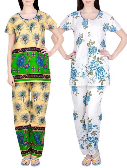 combo of 2 multicolored pyjama nightwear set - 13416563 - Very Small Image - 1