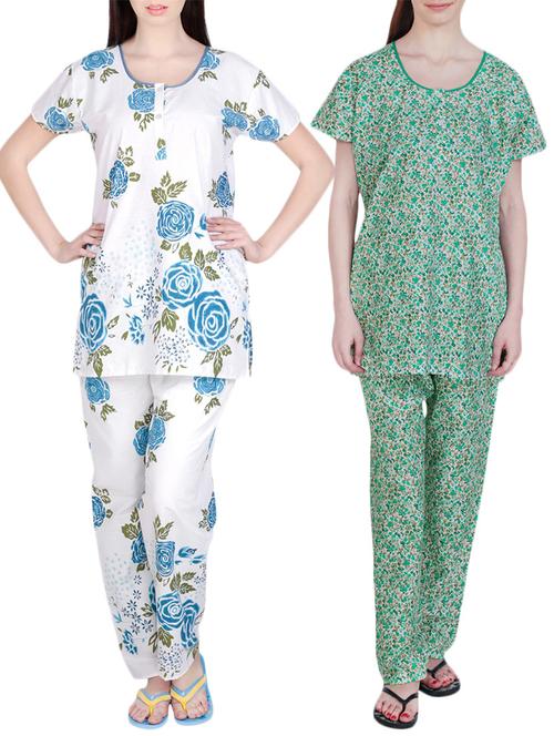 combo of 2 multicolored pyjama nightwear set - 13416572 - Very Small Image - 1