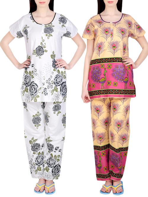 combo of 2 multicolored pyjama nightwear set - 13416589 - Very Small Image - 1