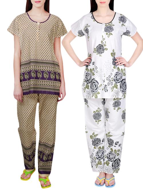 combo of 2 multicolored pyjama nightwear set - 13416595 - Very Small Image - 1