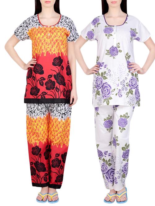 combo of 2 multicolored pyjama nightwear set - 13416610 - Very Small Image - 1