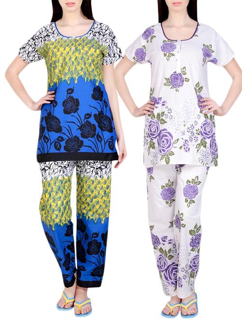 combo of 2 multicolored pyjama nightwear set - 13416611 - Very Small Image - 1