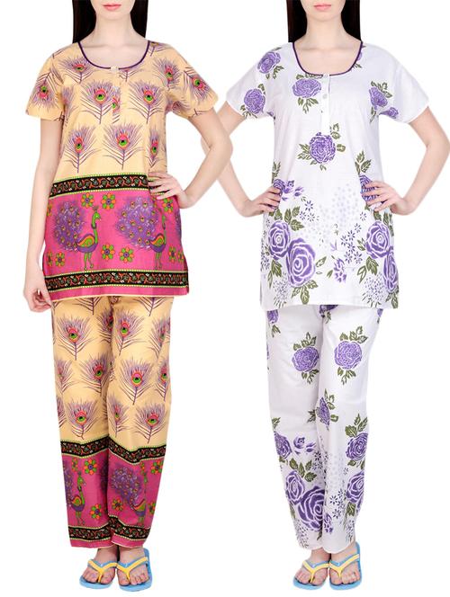 combo of 2 multicolored pyjama nightwear set - 13416614 - Very Small Image - 1