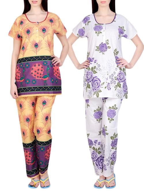 combo of 2 multicolored pyjama nightwear set - 13416615 - Very Small Image - 1