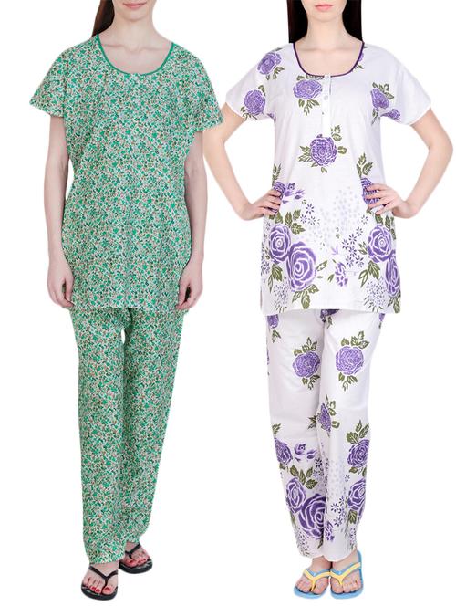 combo of 2 multicolored pyjama nightwear set - 13416622 - Very Small Image - 1