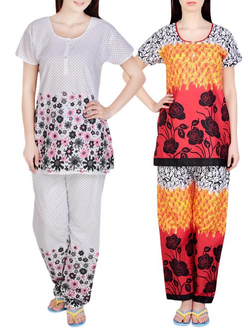 combo of 2 multicolored pyjama nightwear set - 13416632 - Very Small Image - 1