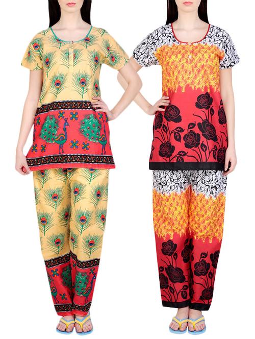 combo of 2 multicolored pyjama nightwear set - 13416641 - Very Small Image - 1