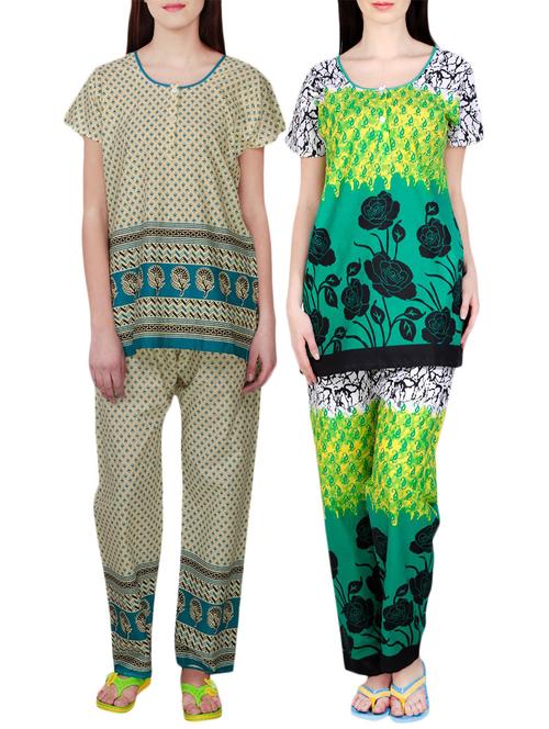 combo of 2 multicolored pyjama nightwear set - 13416693 - Very Small Image - 1