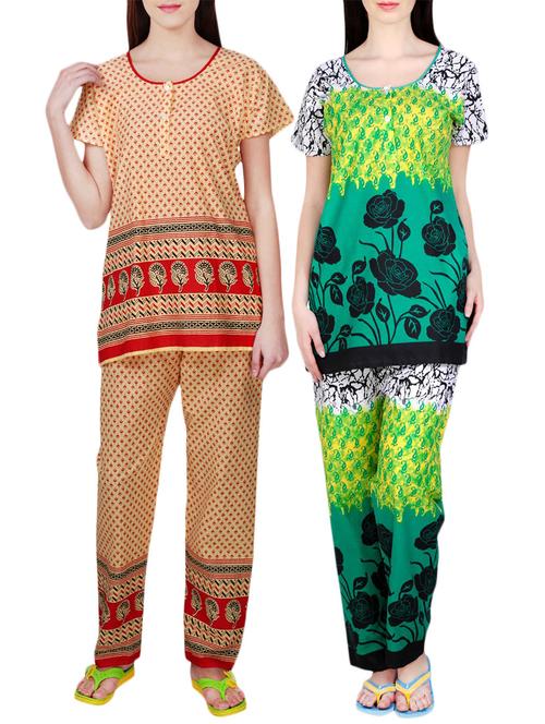 combo of 2 multicolored pyjama nightwear set - 13416694 - Very Small Image - 1
