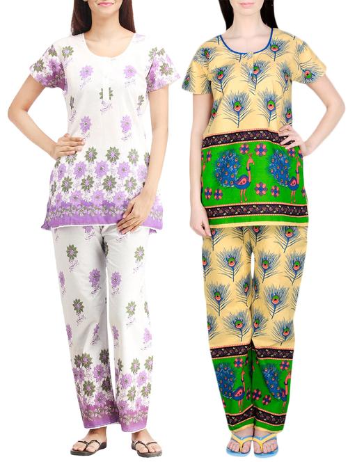 combo of 2 multicolored pyjama nightwear set - 13416705 - Very Small Image - 1