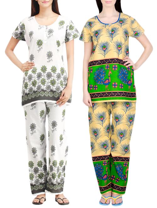 combo of 2 multicolored pyjama nightwear set - 13416706 - Very Small Image - 1