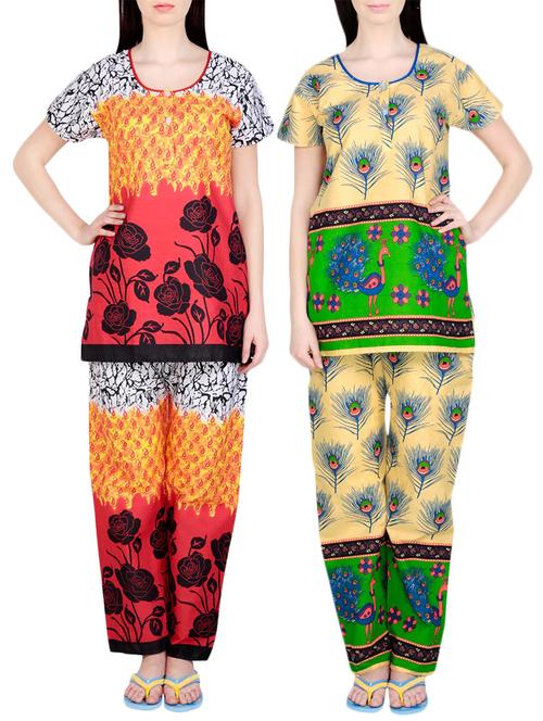 combo of 2 multicolored pyjama nightwear set - 13416711 - Very Small Image - 1