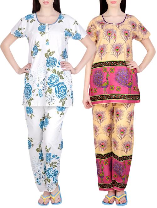 combo of 2 multicolored pyjama nightwear set - 13416733 - Very Small Image - 1
