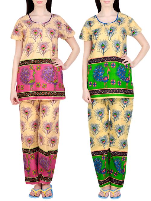 combo of 2 multicolored pyjama nightwear set - 13416739 - Very Small Image - 1