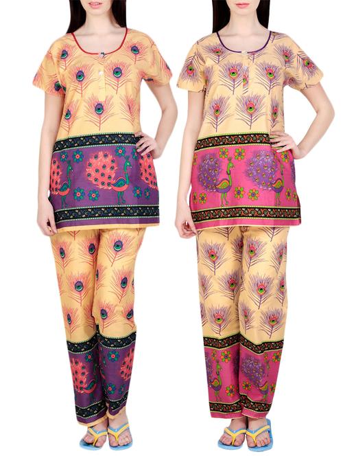 combo of 2 multicolored pyjama nightwear set - 13416740 - Very Small Image - 1