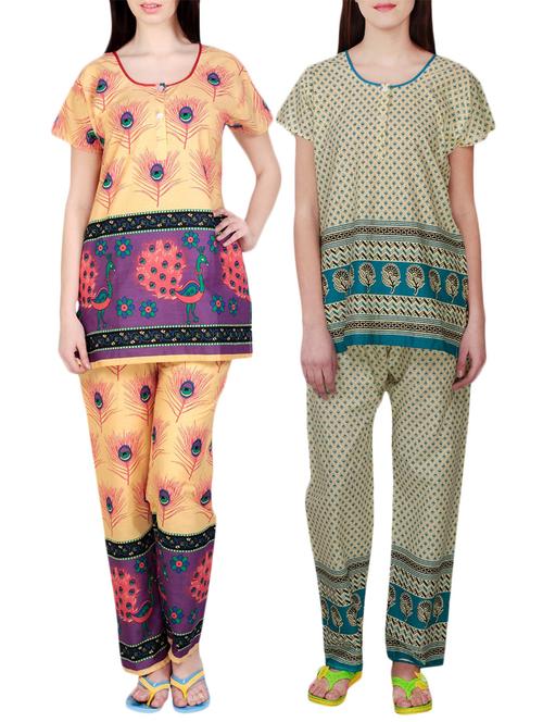 combo of 2 multicolored pyjama nightwear set - 13416743 - Very Small Image - 1