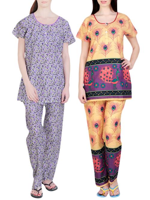 combo of 2 multicolored pyjama nightwear set - 13416774 - Very Small Image - 1