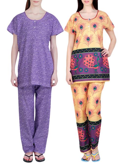 combo of 2 multicolored pyjama nightwear set - 13416775 - Very Small Image - 1