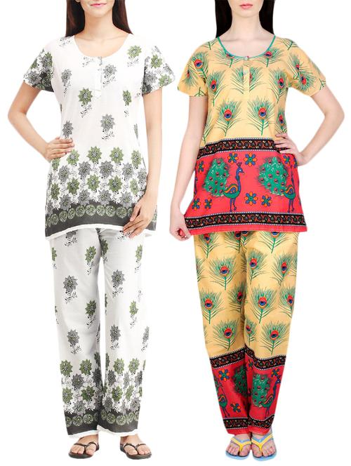 combo of 2 multicolored pyjama nightwear set - 13416781 - Very Small Image - 1