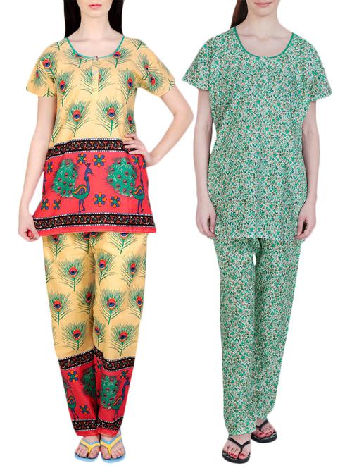 combo of 2 multicolored pyjama nightwear set - 13416797 - Very Small Image - 1