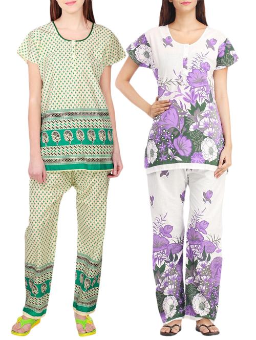 combo of 2 multicolored pyjama nightwear set - 13416803 - Very Small Image - 1
