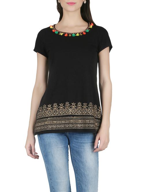 black printed cotton regular tunic - 13417711 - Very Small Image - 1