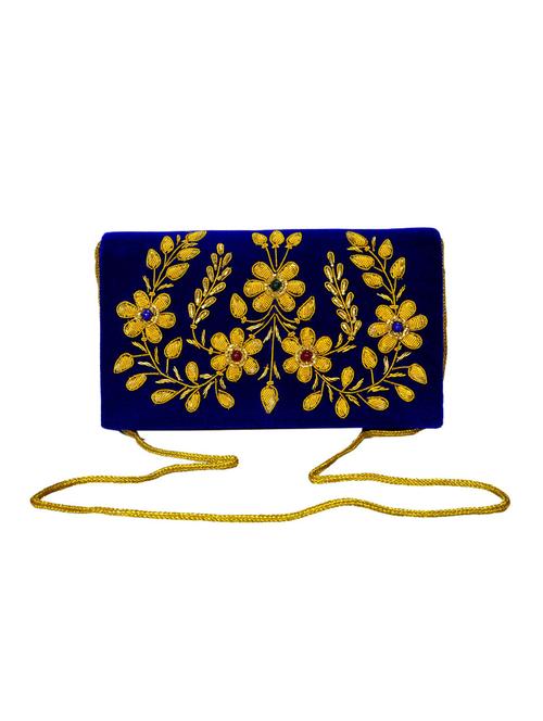 blue velvet clutch - 13419574 - Very Small Image - 1