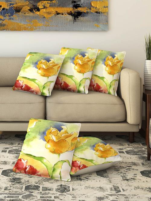 la verve digital printed canvas cushion cover set of 5 - 13420111 - Very Small Image - 1