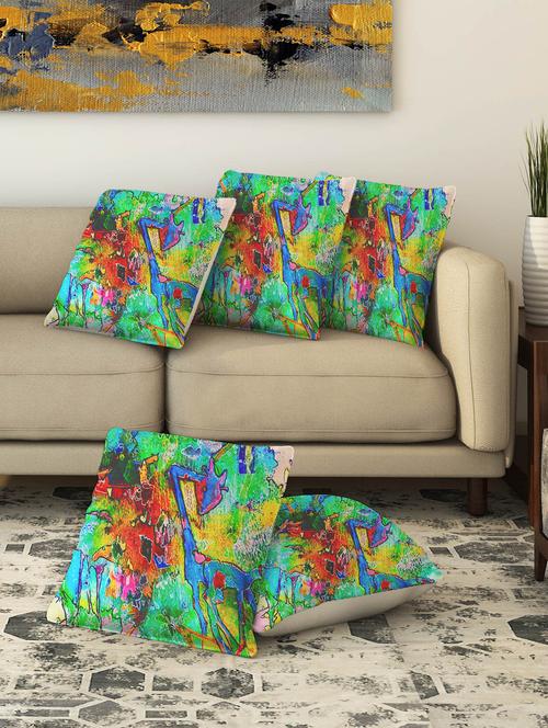 la verve digital printed canvas cushion cover set of 5 - 13420135 - Very Small Image - 1