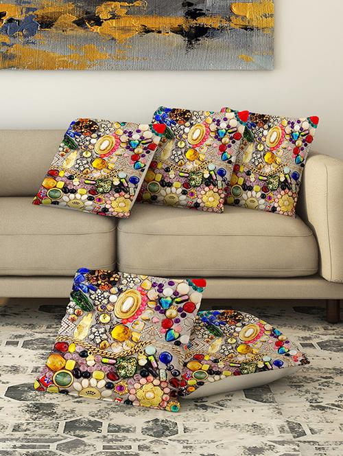 la verve digital printed canvas cushion cover set of 5 - 13420172 - Very Small Image - 1