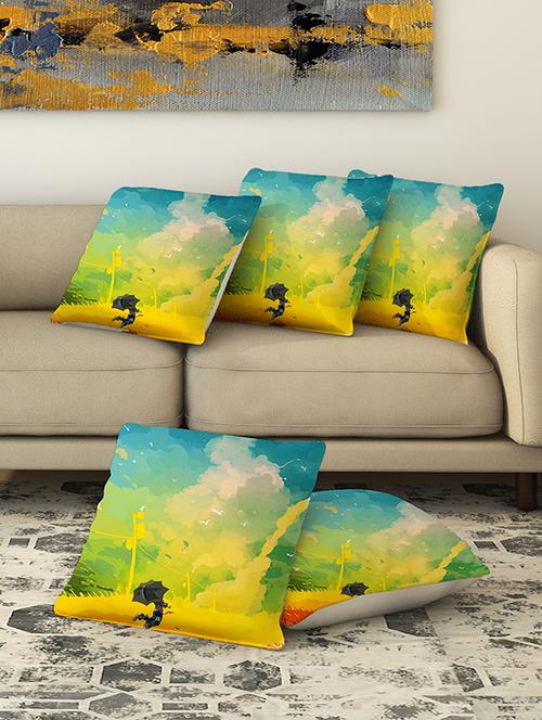 la verve digital printed canvas cushion cover set of 5 - 13420202 - Very Small Image - 1