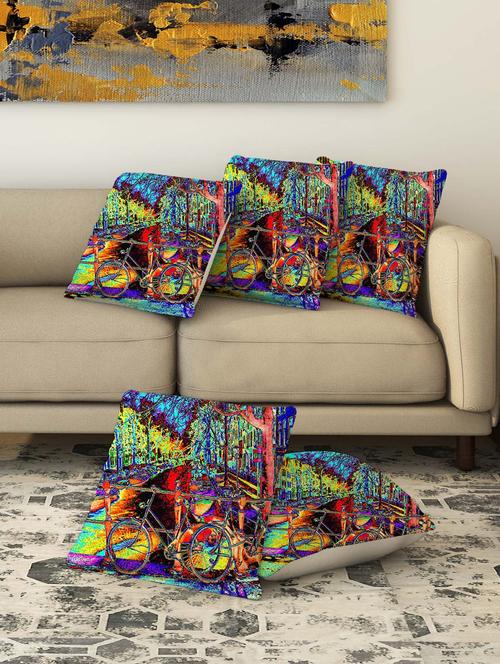 la verve digital printed canvas cushion cover set of 5 - 13420208 - Very Small Image - 1