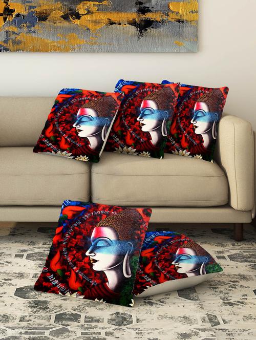 la verve digital printed canvas cushion cover set of 5 - 13420226 - Very Small Image - 1