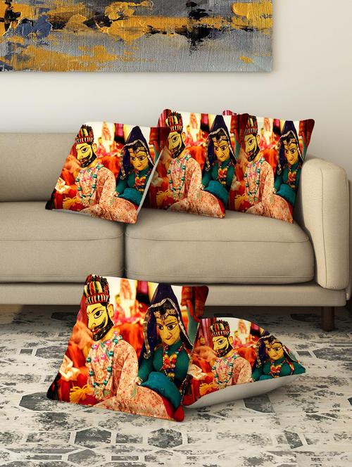 la verve digital printed canvas cushion cover set of 5 - 13420235 - Very Small Image - 1