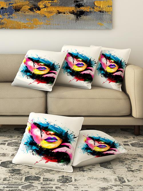 la verve digital printed canvas cushion cover set of 5 - 13420254 - Very Small Image - 1