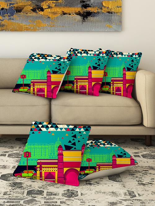 la verve digital printed canvas cushion cover set of 5 - 13420255 - Very Small Image - 1
