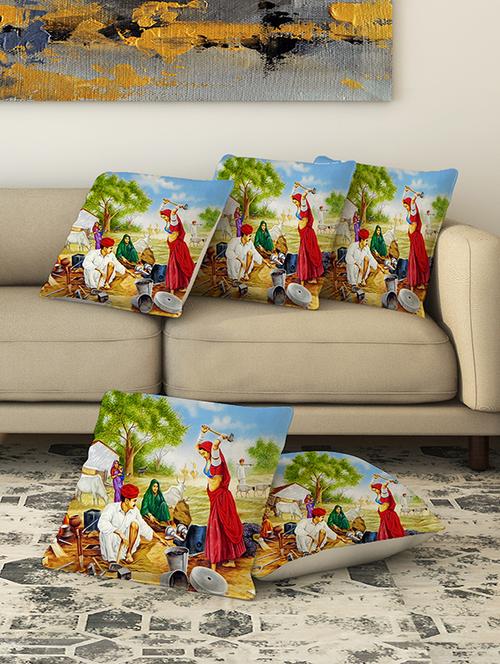 la verve digital printed canvas cushion cover set of 5 - 13420264 - Very Small Image - 1