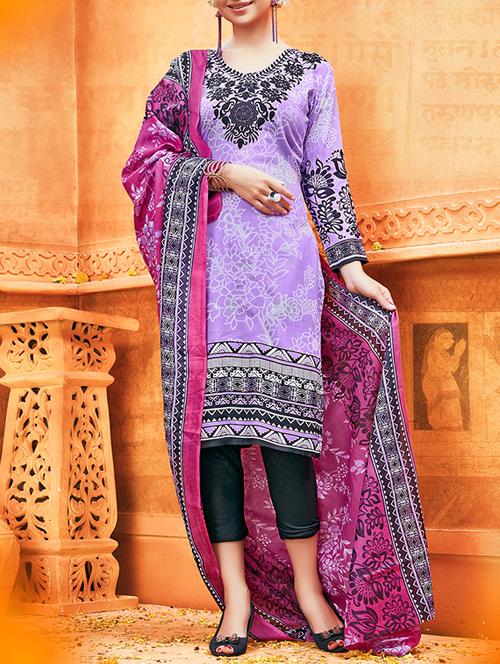 purple printed dress material - 13422923 - Very Small Image - 1