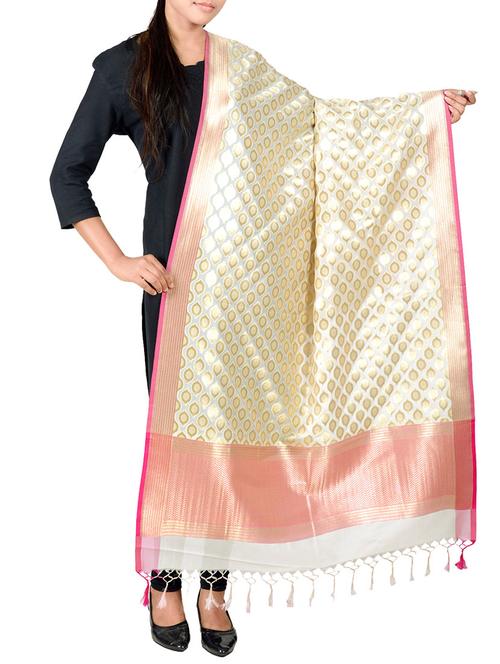 beige silk dupatta - 13423292 - Very Small Image - 1