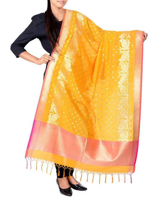 yellow silk dupatta - 13423298 - Very Small Image - 1