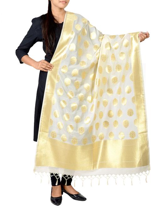 beige silk dupatta - 13423309 - Very Small Image - 1