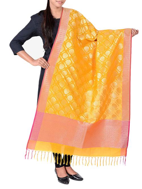 yellow silk dupatta - 13423312 - Very Small Image - 1